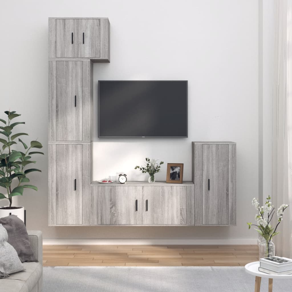 vidaXL 5-tlg. TV-Schrank-Set Weiß Holzwerkstoff