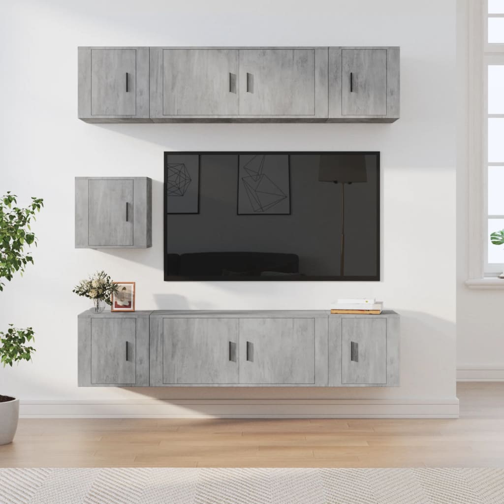 vidaXL 7-tlg. TV-Schrank-Set Weiß Holzwerkstoff