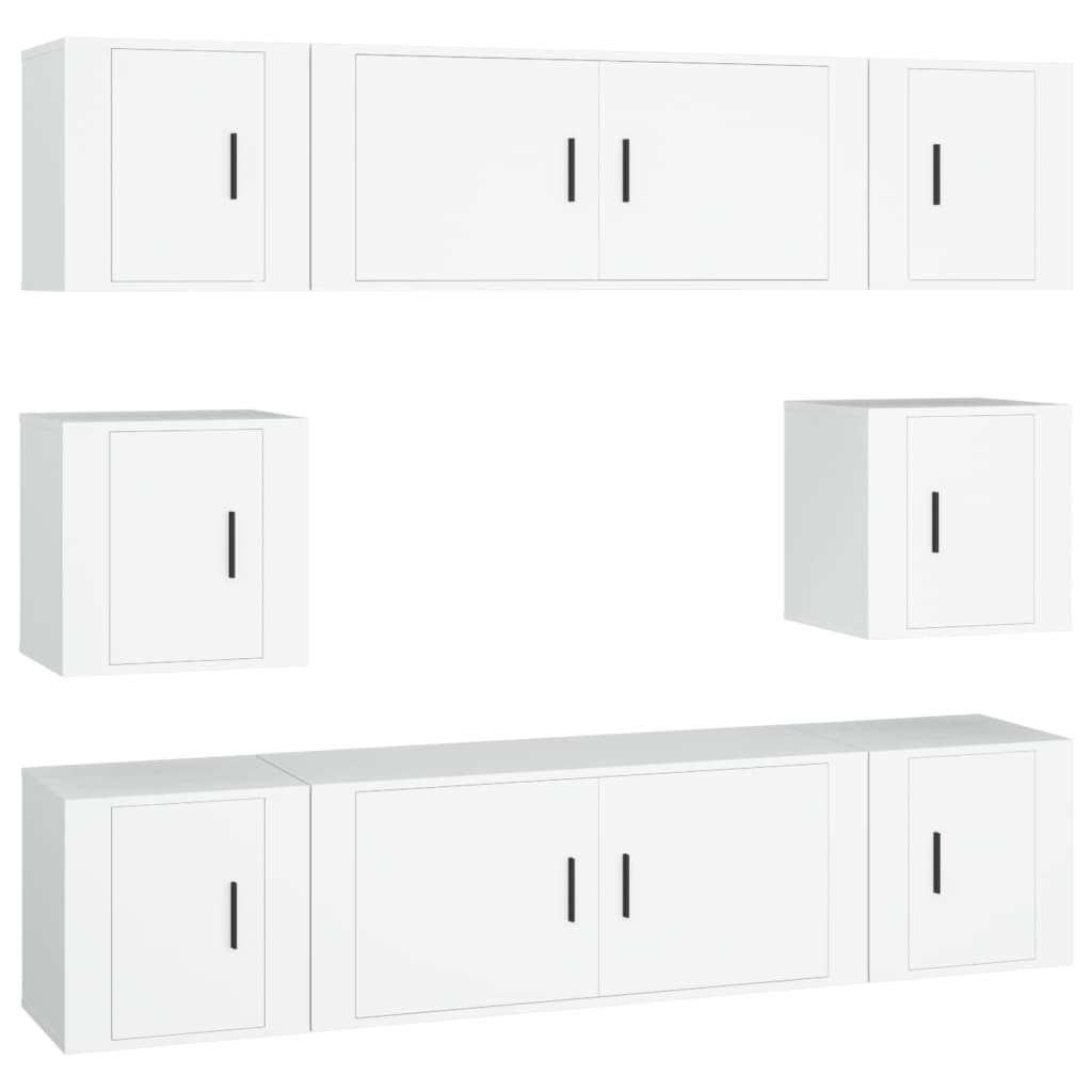 vidaXL 8-tlg. TV-Schrank-Set Weiß Holzwerkstoff
