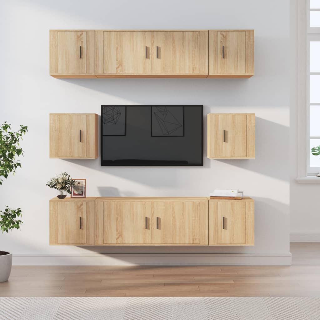 vidaXL 8-tlg. TV-Schrank-Set Weiß Holzwerkstoff