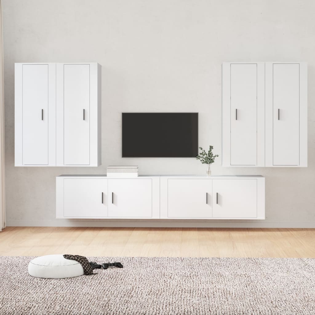 vidaXL 6-tlg. TV-Schrank-Set Weiß Holzwerkstoff