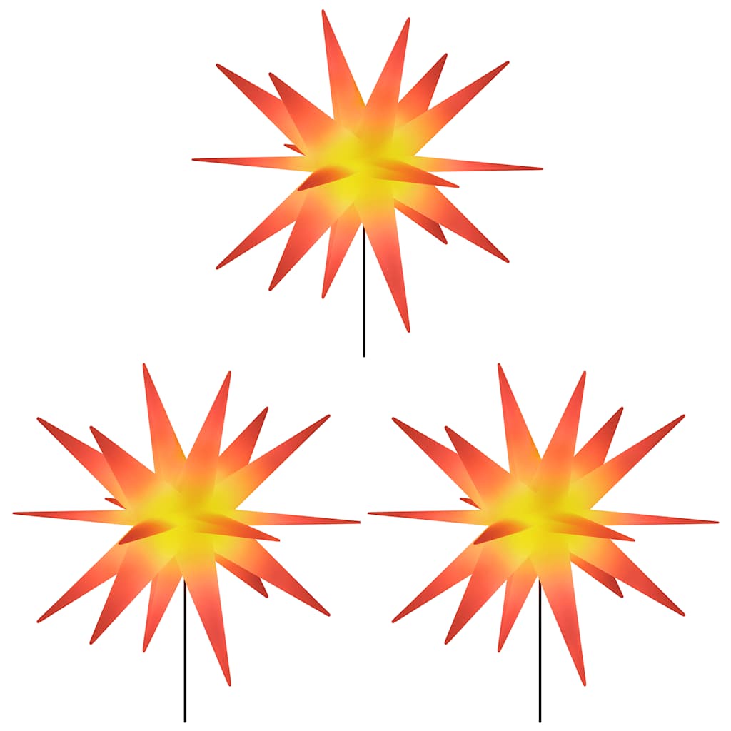 vidaXL LED-Weihnachtssterne 3 Stk. mit Erdspießen Faltbar Rot 57 cm