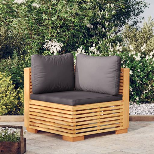 vidaXL Garten-Mittelsofa mit Creme Kissen Massivholz Teak