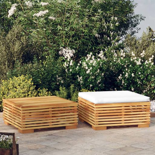 vidaXL Garten-Mittelsofa mit Creme Kissen Massivholz Teak
