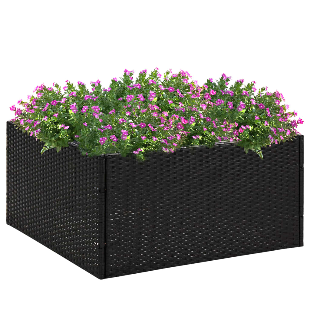 vidaXL Pflanzkübel Schwarz 80x80x40 cm Poly Rattan