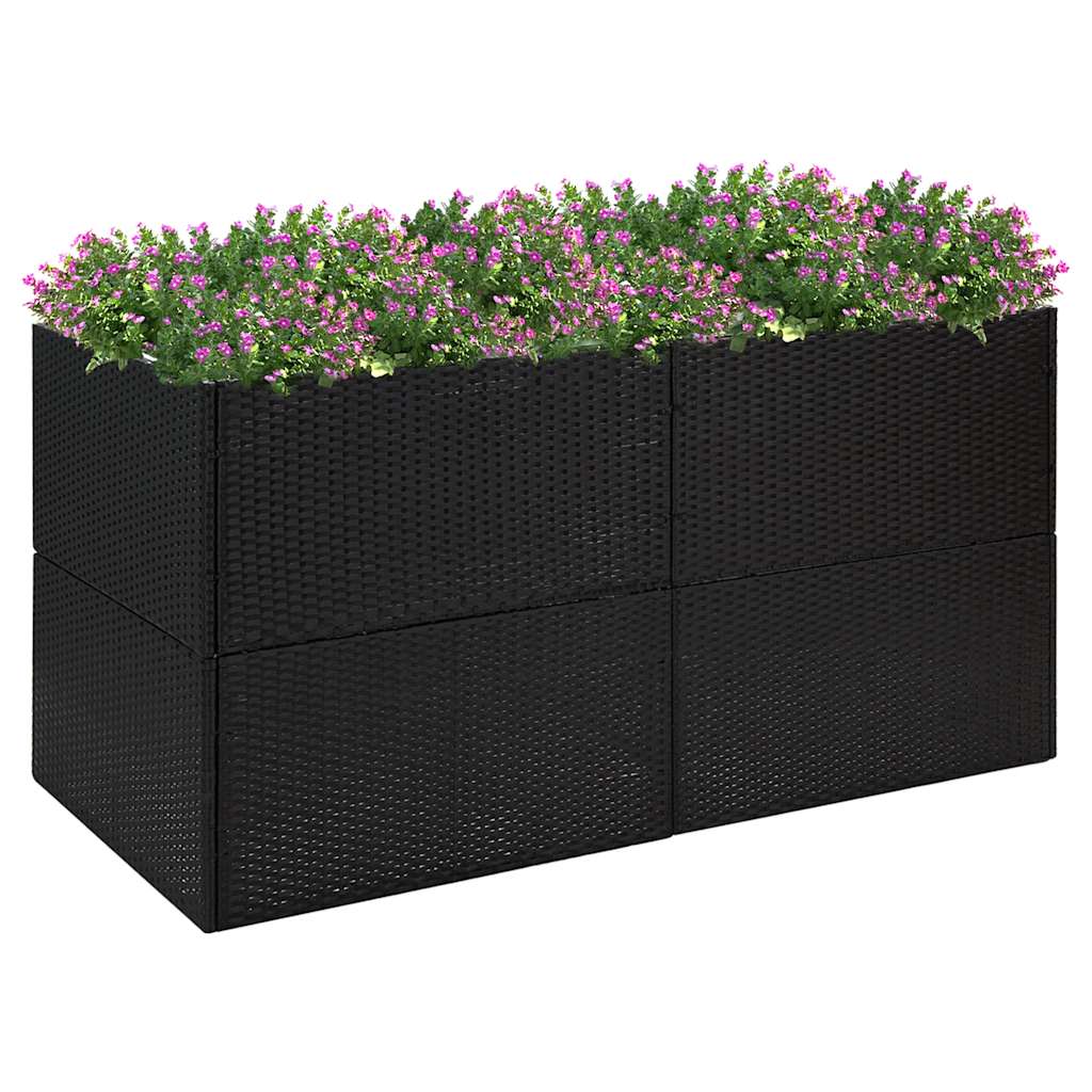 vidaXL Pflanzkübel Schwarz 80x80x40 cm Poly Rattan