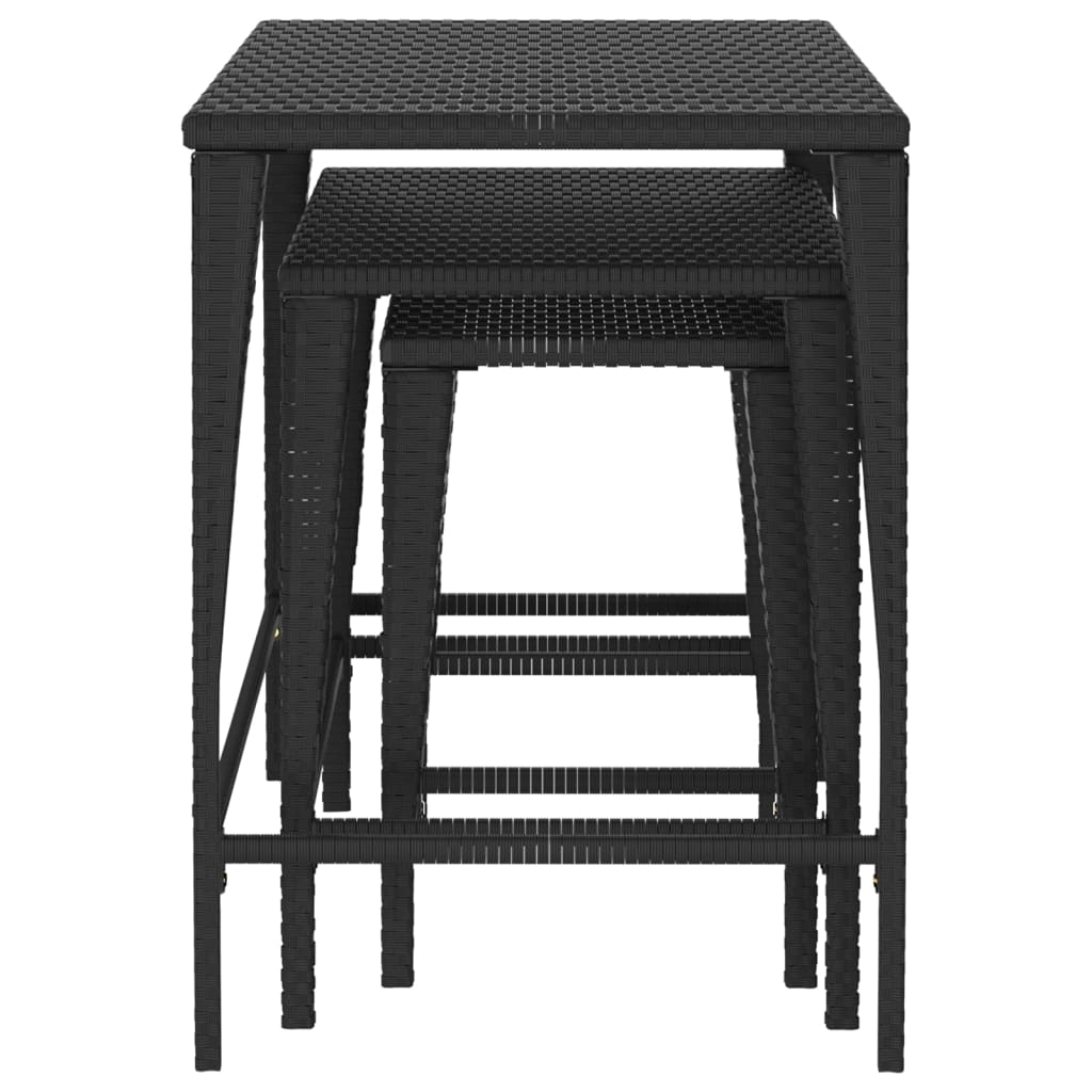 vidaXL Satztische 3 Stk. Schwarz Poly Rattan