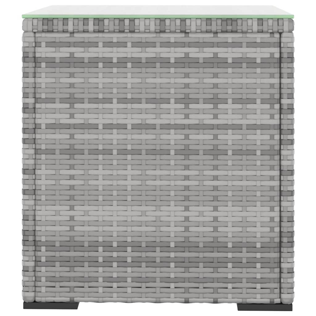 vidaXL Beistelltisch Grau 40x37x40,5 cm Poly Rattan und Hartglas