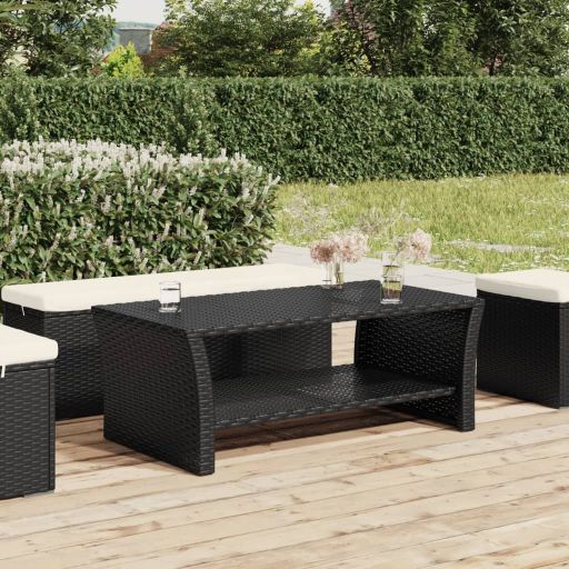 vidaXL Couchtisch Schwarz 100x50x40 cm Poly Rattan