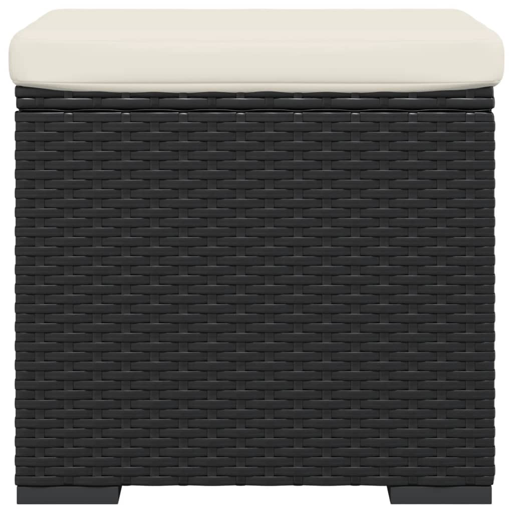 vidaXL Hocker mit Kissen Schwarz 40x30x40 cm Poly Rattan