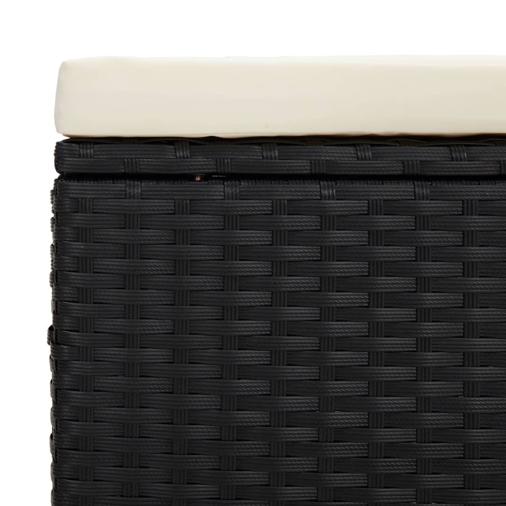 vidaXL Hocker mit Kissen Schwarz 40x30x40 cm Poly Rattan
