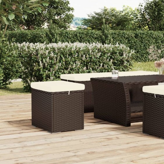 vidaXL Hocker mit Kissen Schwarz 40x30x40 cm Poly Rattan