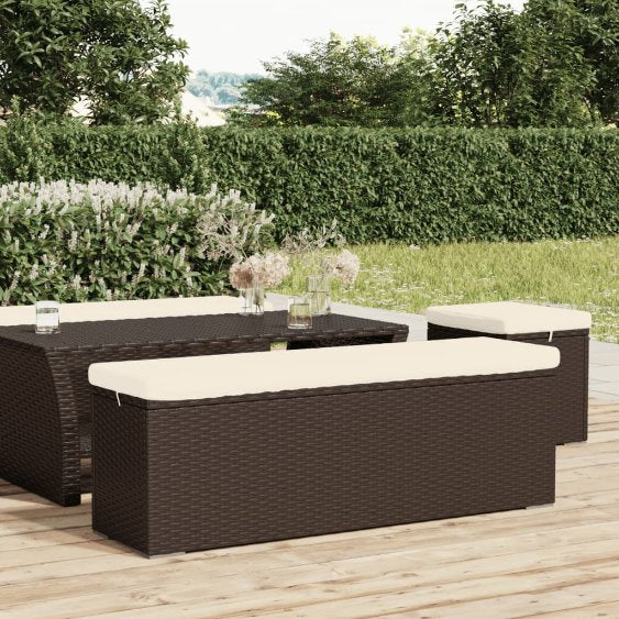 vidaXL Hockerbank mit Sitzkissen Schwarz 110x30x40 cm Poly Rattan