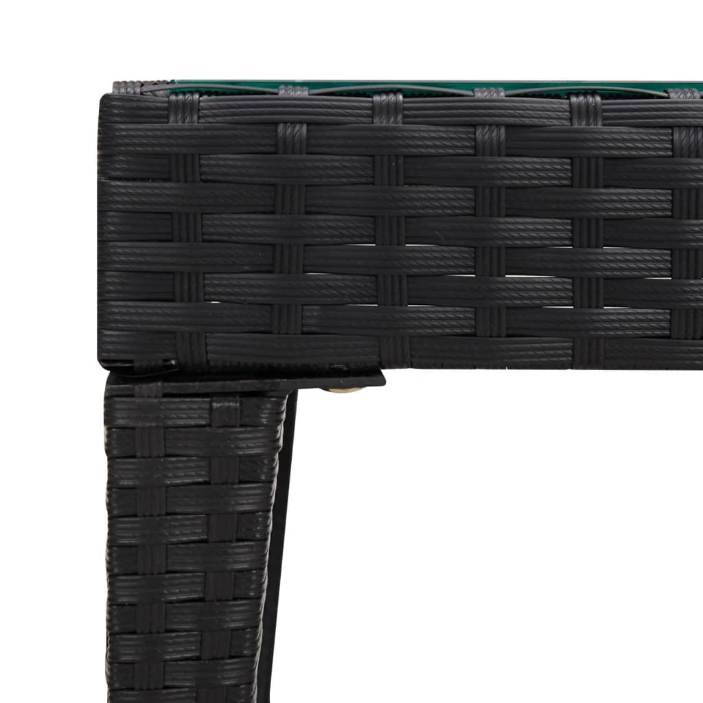 vidaXL Beistelltisch Schwarz 50x50x38 cm Poly Rattan und Hartglas
