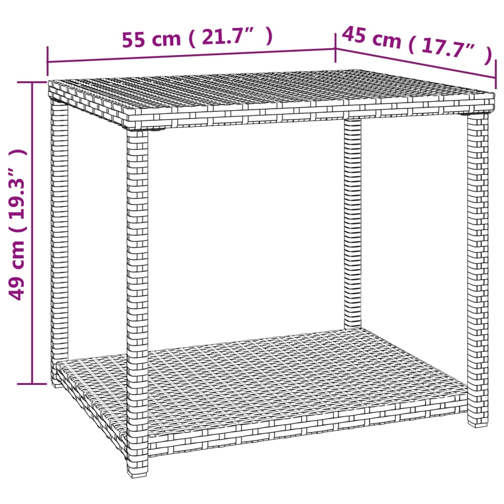 vidaXL Beistelltisch Schwarz 55x45x49 cm Poly Rattan