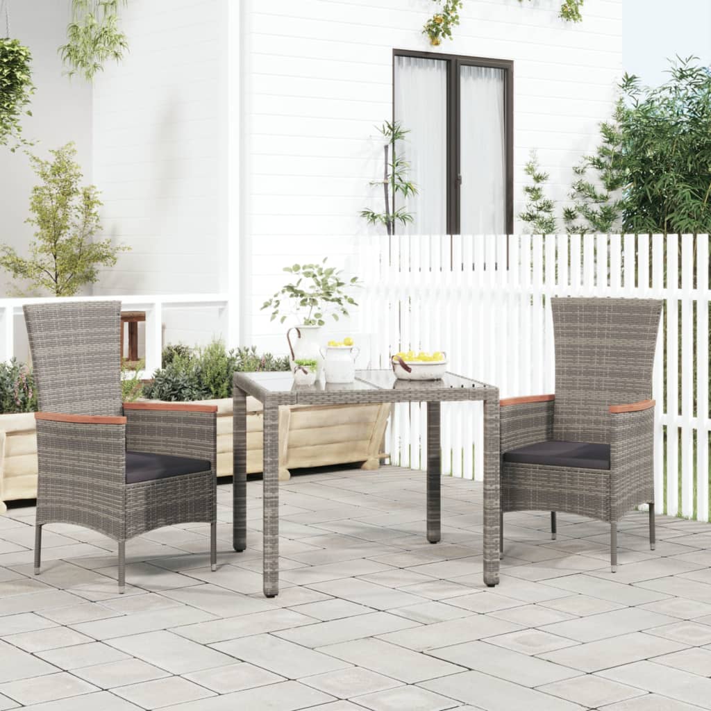 vidaXL Gartenstühle mit Kissen 2 Stk. Poly Rattan Schwarz