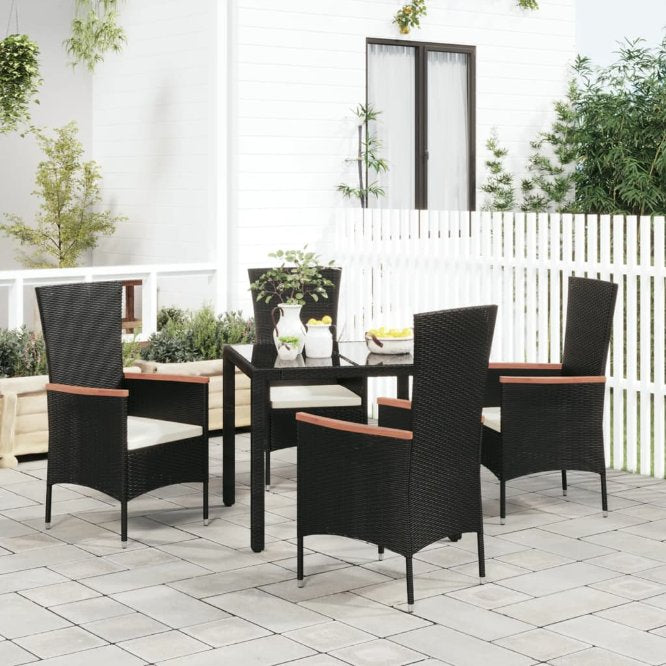 vidaXL Gartenstühle mit Kissen 2 Stk. Poly Rattan Schwarz