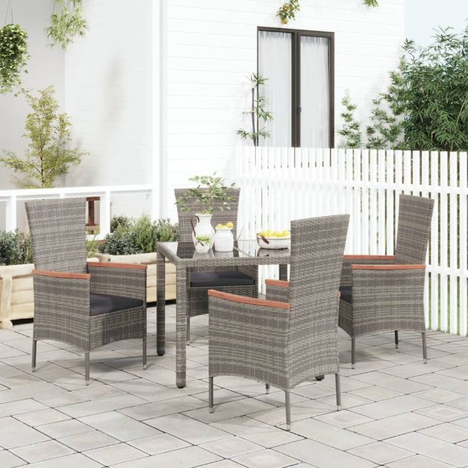 vidaXL Gartenstühle mit Kissen 2 Stk. Poly Rattan Schwarz