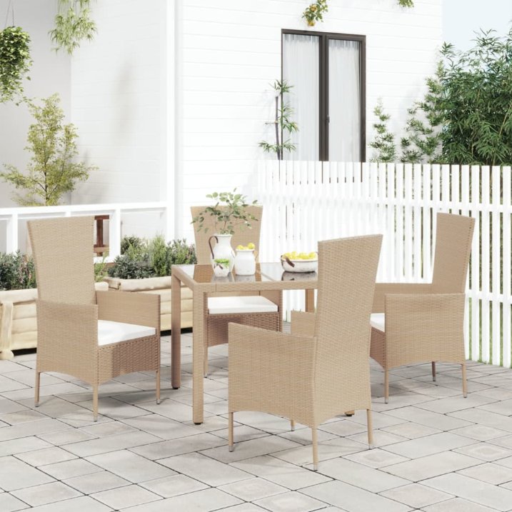 vidaXL Gartenstühle mit Kissen 2 Stk. Poly Rattan Beige