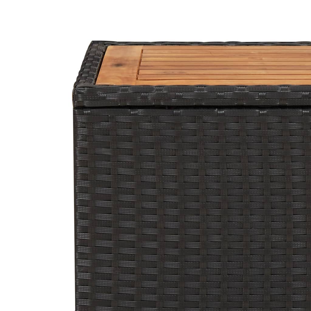 vidaXL Beistelltisch mit Holzplatte Schwarz Poly Rattan & Akazienholz