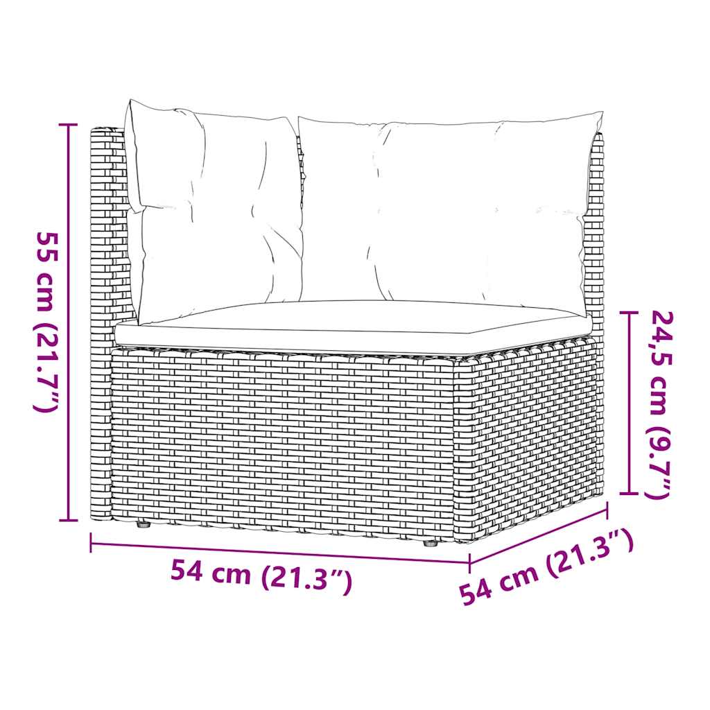 vidaXL 5-tlg. Garten-Lounge-Set mit Kissen Schwarz Poly Rattan