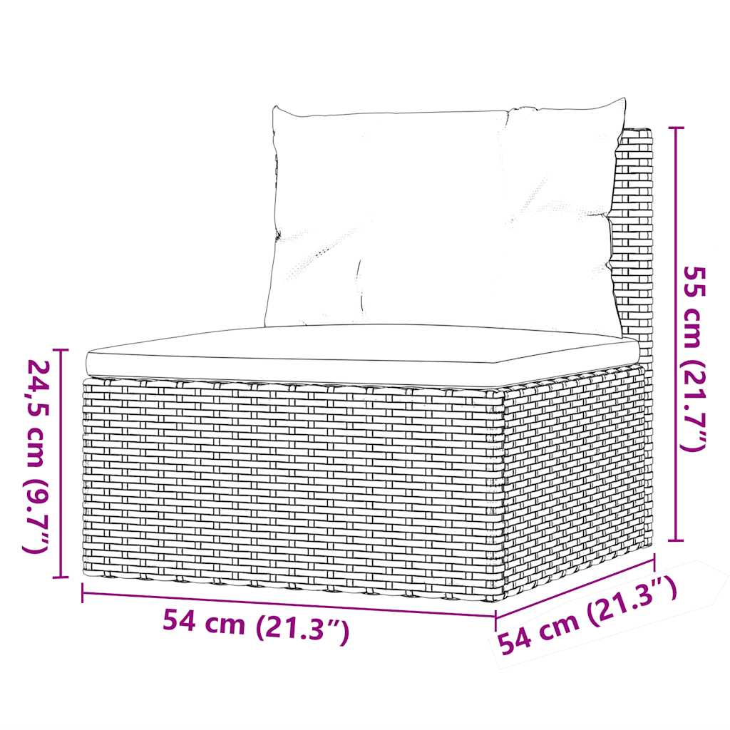 vidaXL 5-tlg. Garten-Lounge-Set mit Kissen Schwarz Poly Rattan