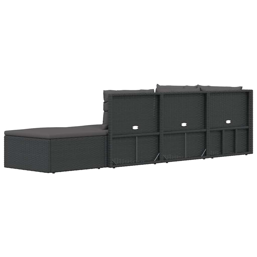 vidaXL 5-tlg. Garten-Lounge-Set mit Kissen Schwarz Poly Rattan