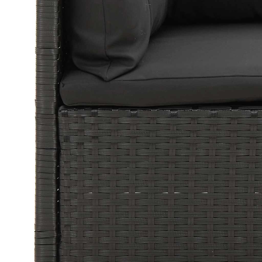 vidaXL 5-tlg. Garten-Lounge-Set mit Kissen Schwarz Poly Rattan