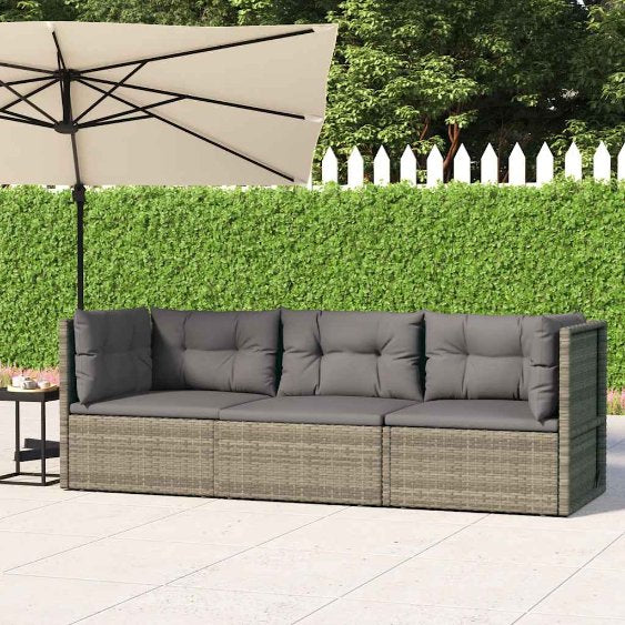 vidaXL 5-tlg. Garten-Lounge-Set mit Kissen Schwarz Poly Rattan
