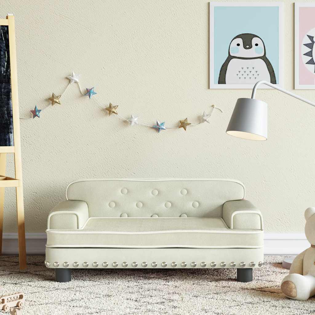 vidaXL Kindersofa Creme 90x53x30 cm Stoff