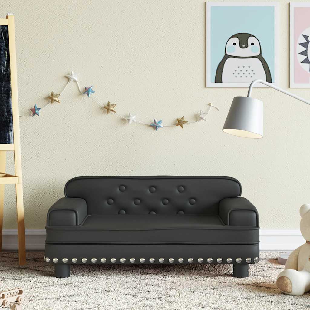 vidaXL Kindersofa Schwarz 90x53x30 cm Kunstleder