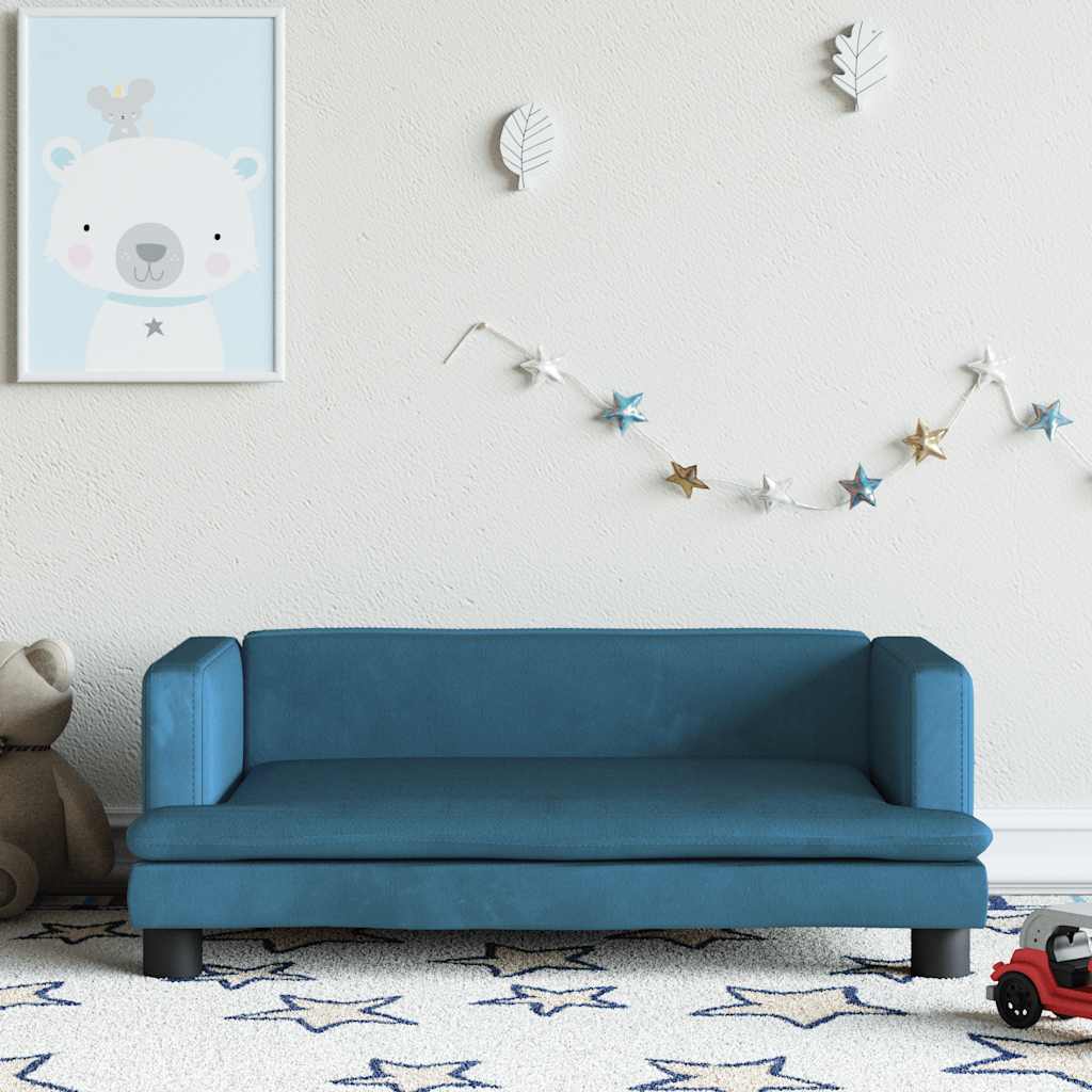 vidaXL Kindersofa Blau 80x45x30 cm Samt