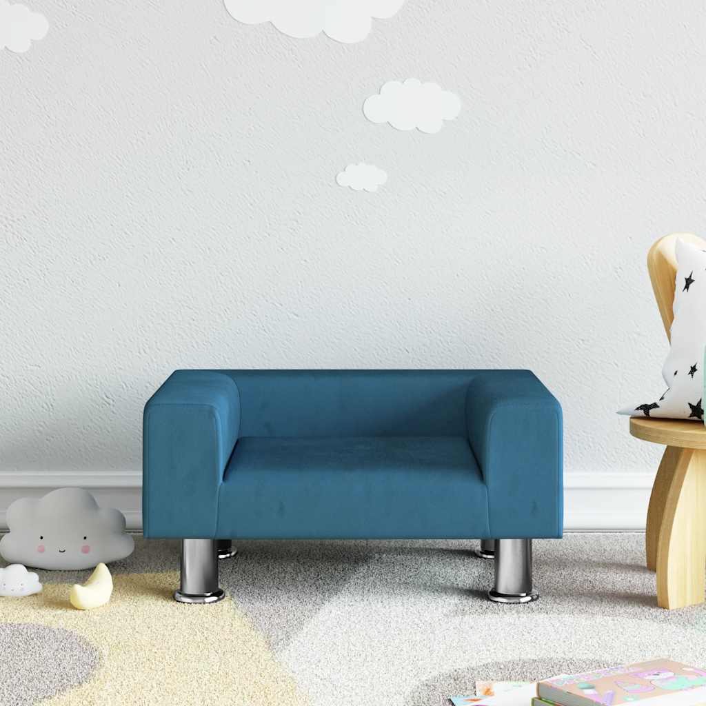 vidaXL Kindersofa Blau 70x45x26,5 cm Samt