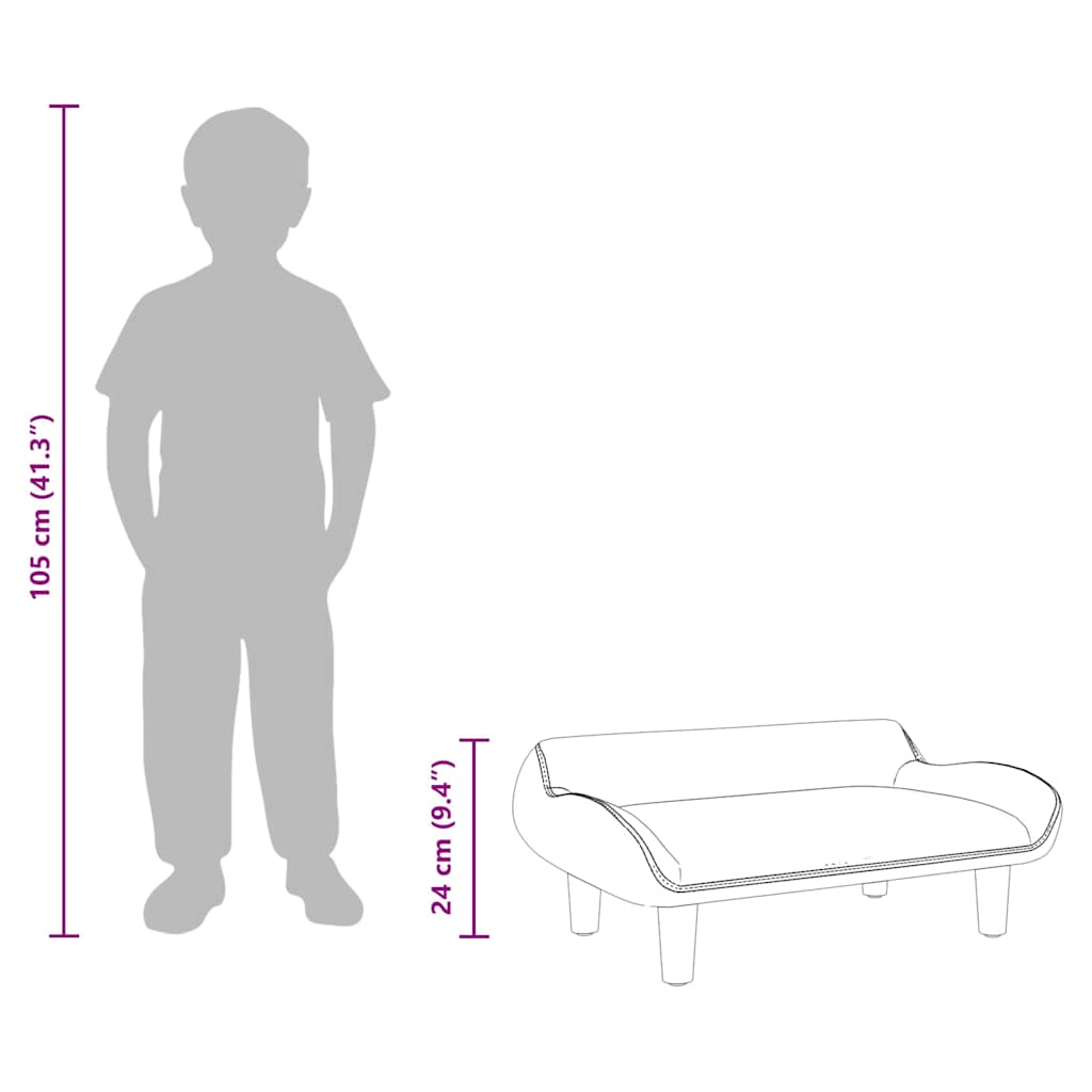 vidaXL Kindersofa Blau 70x40x24 cm Samt