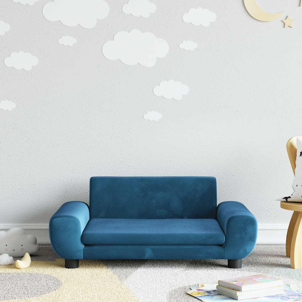 vidaXL Kindersofa Blau 100x54x33 cm Samt