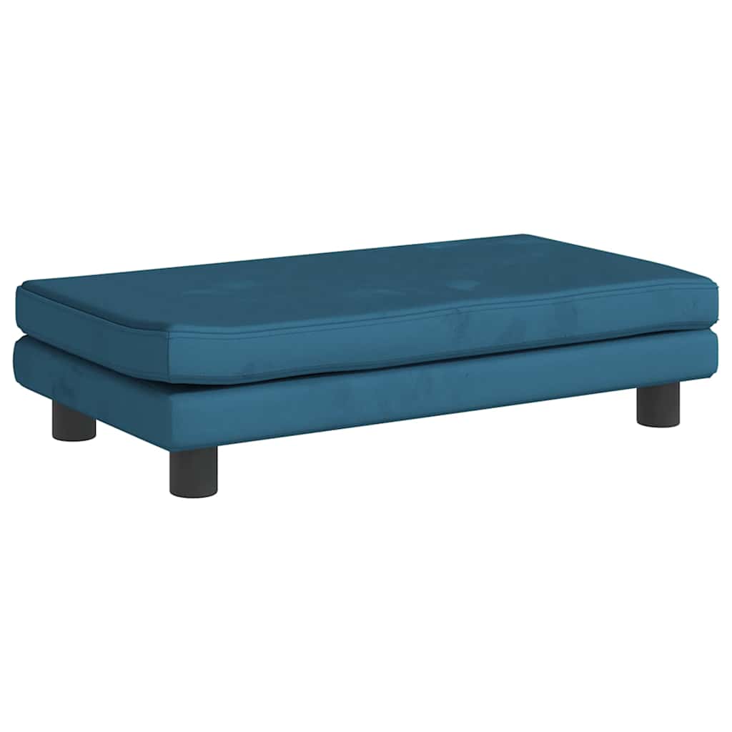 vidaXL Kindersofa mit Hocker Blau 100x50x30 cm Samt