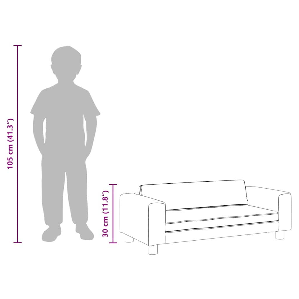 vidaXL Kindersofa mit Hocker Schwarz 100x50x30 cm Kunstleder