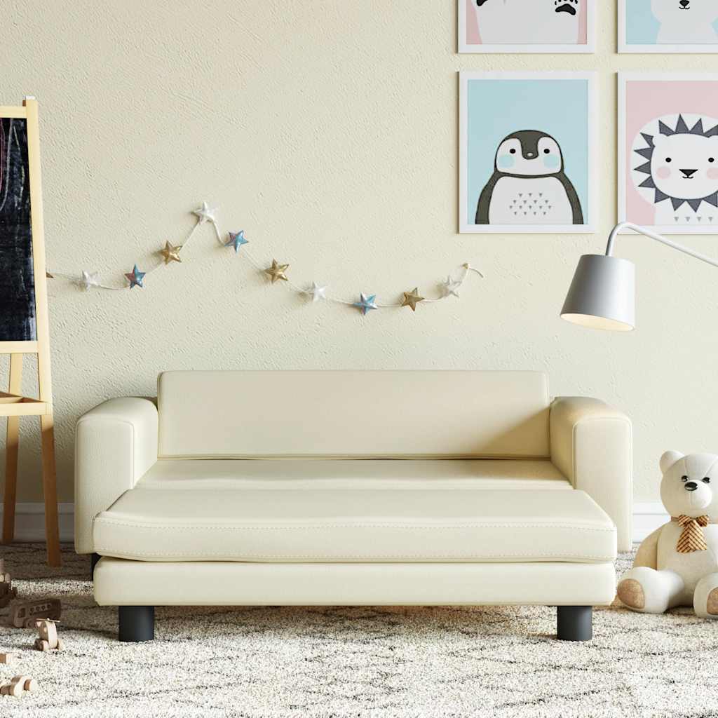 vidaXL Kindersofa mit Hocker Schwarz 100x50x30 cm Kunstleder