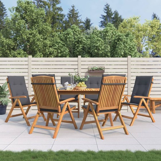 vidaXL Gartenstühle mit Kissen 2 Stk. Massivholz Teak