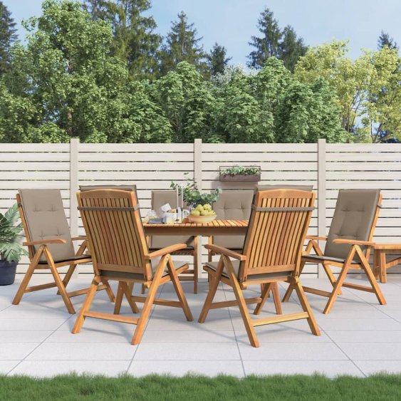 vidaXL Gartenstühle mit Kissen 2 Stk. Massivholz Teak