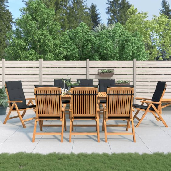 vidaXL Gartenstühle mit Kissen 2 Stk. Massivholz Teak