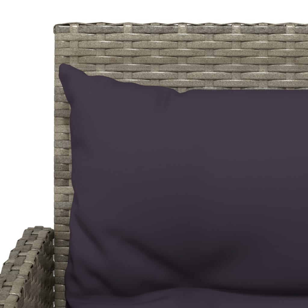 vidaXL 2-tlg. Sofagarnitur in L-Form mit Kissen Grau Poly Rattan