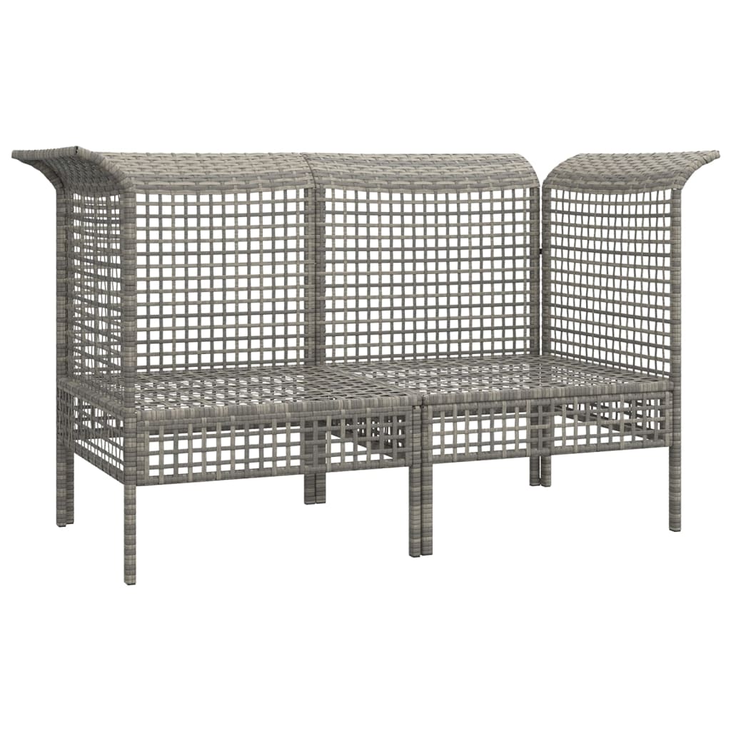 vidaXL Garten-Ecksofas mit Kissen 2 Stk. Grau Poly Rattan