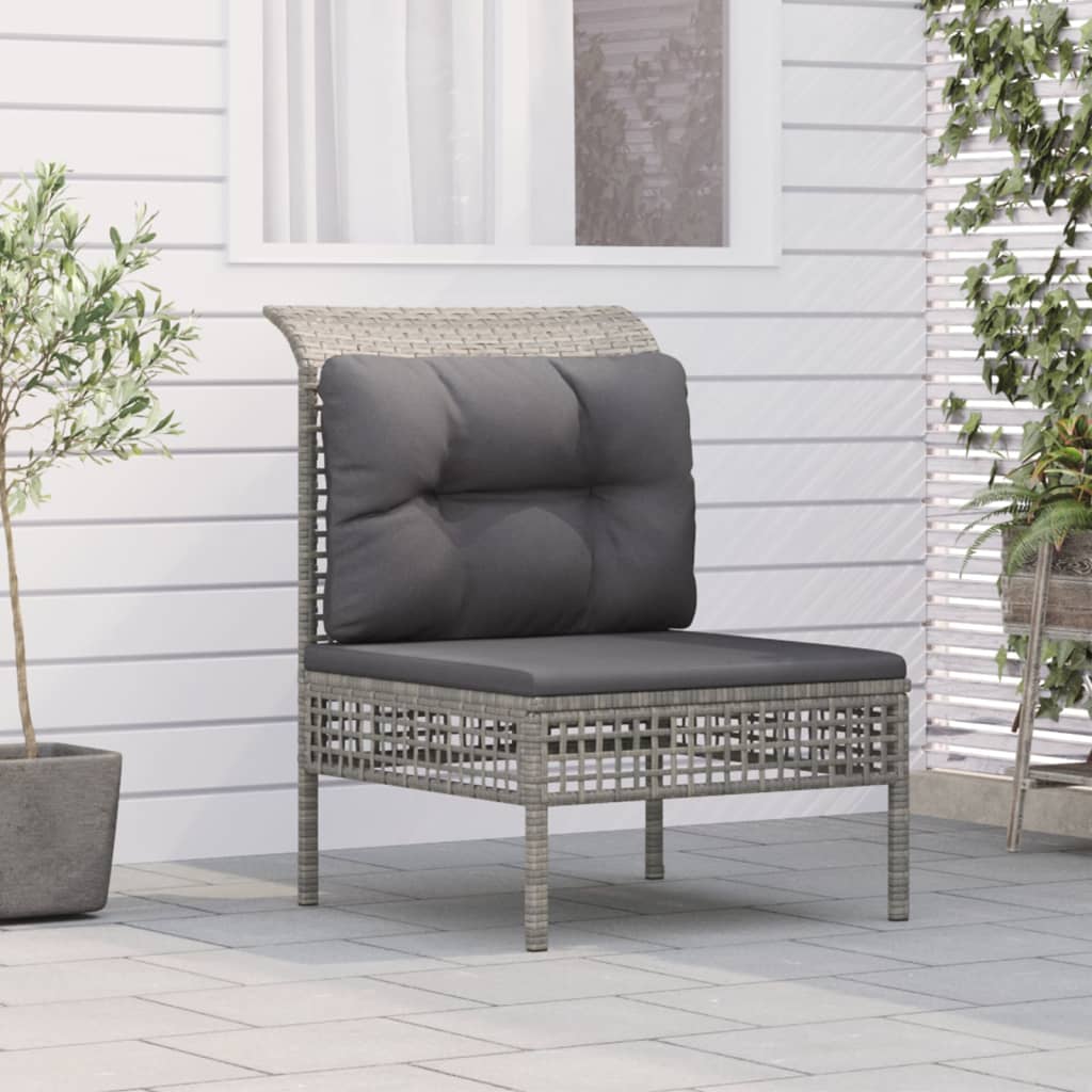 vidaXL Garten-Ecksofas mit Kissen 2 Stk. Grau Poly Rattan