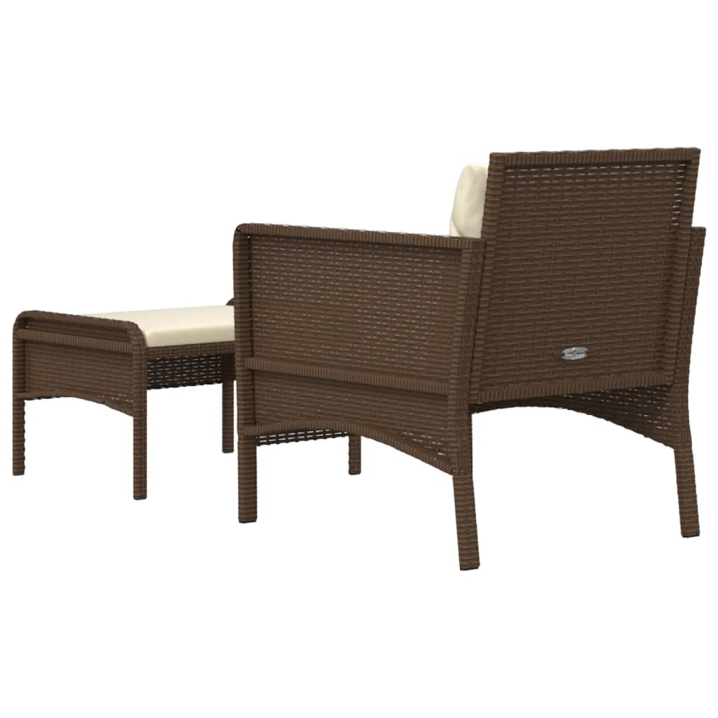 vidaXL 2-tlg. Garten-Lounge-Set mit Kissen Braun Poly Rattan