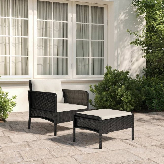vidaXL 2-tlg. Garten-Lounge-Set mit Kissen Braun Poly Rattan