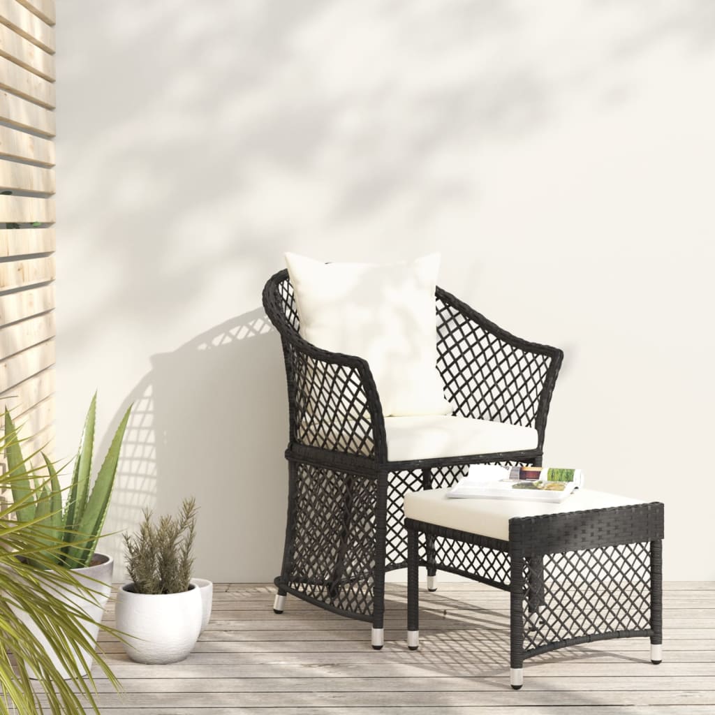 vidaXL 2-tlg. Garten-Lounge-Set mit Kissen Braun Poly Rattan