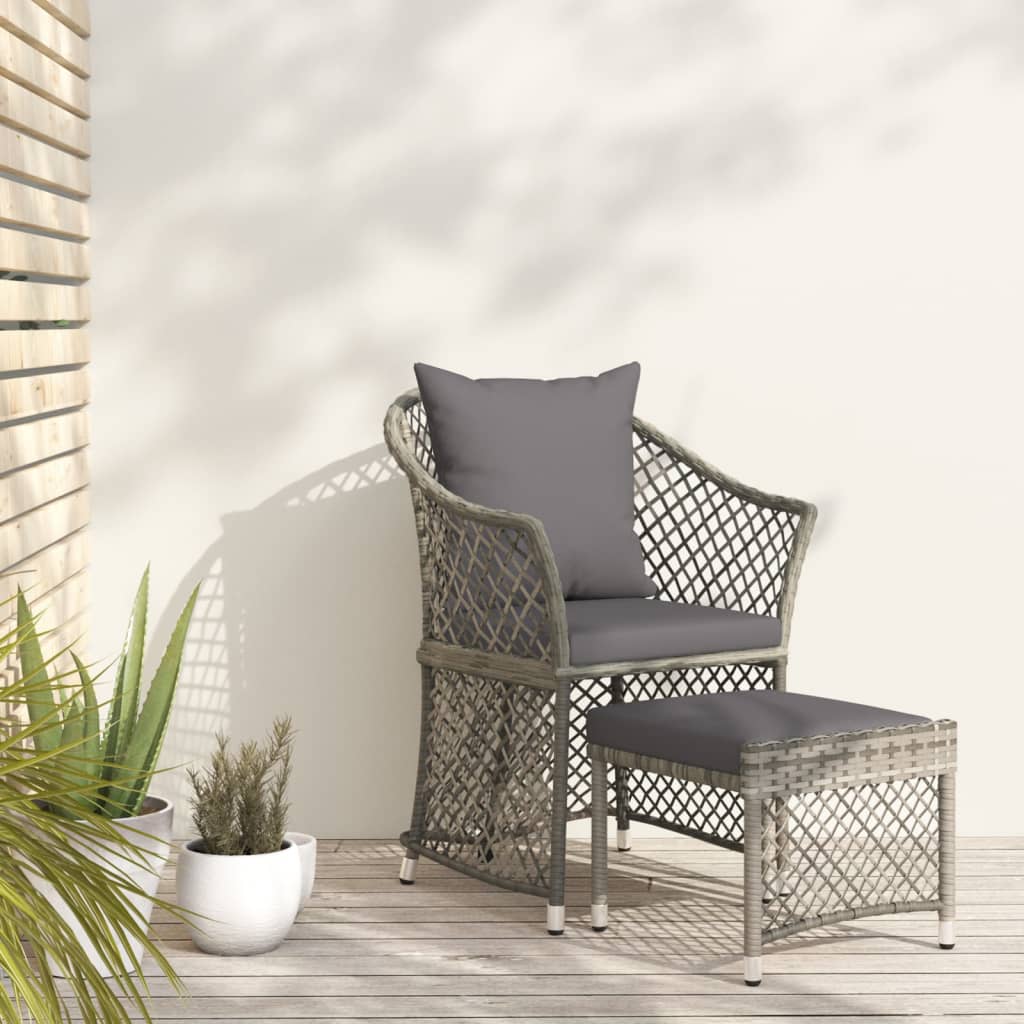 vidaXL 2-tlg. Garten-Lounge-Set mit Kissen Braun Poly Rattan