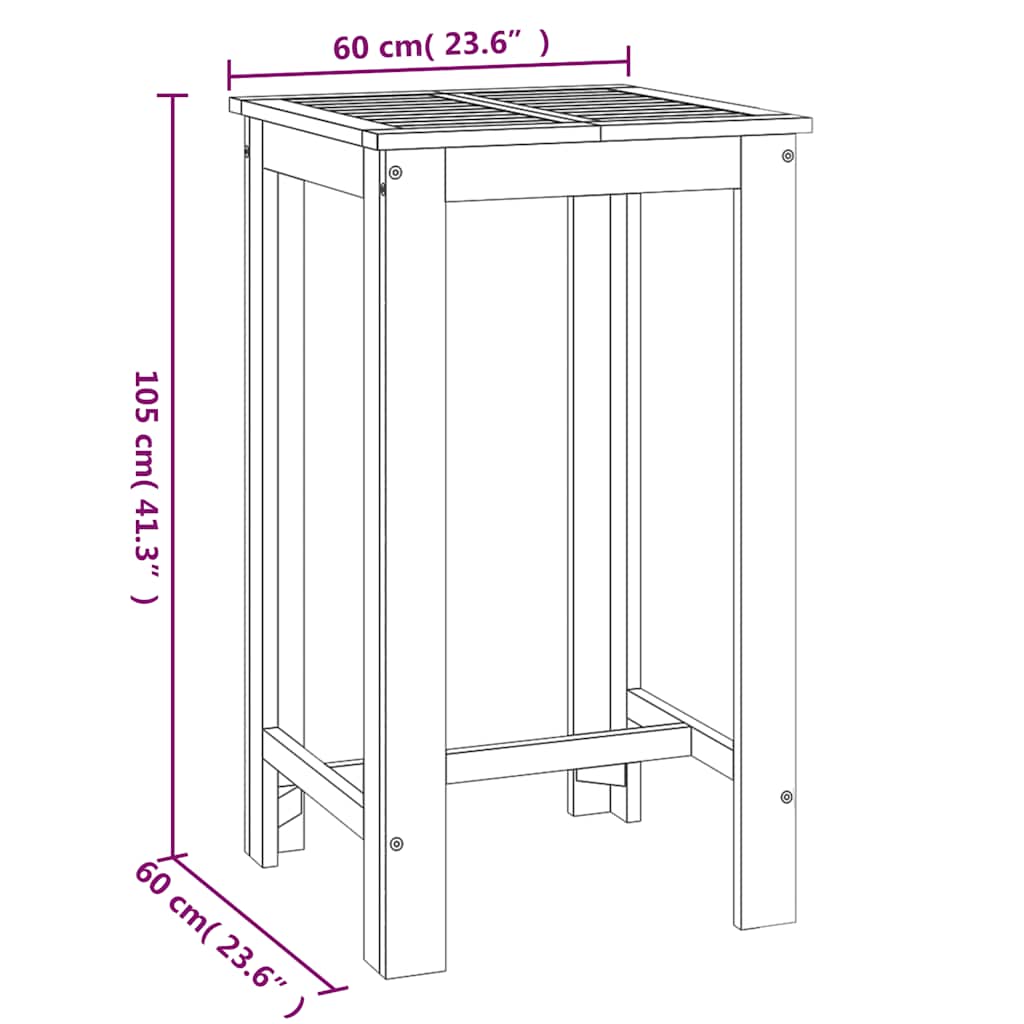 vidaXL Garten-Bartisch 60x60x105 cm Massivholz Akazie