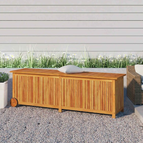 vidaXL Gartentruhe mit Rollen 60x50x58 cm Massivholz Akazie